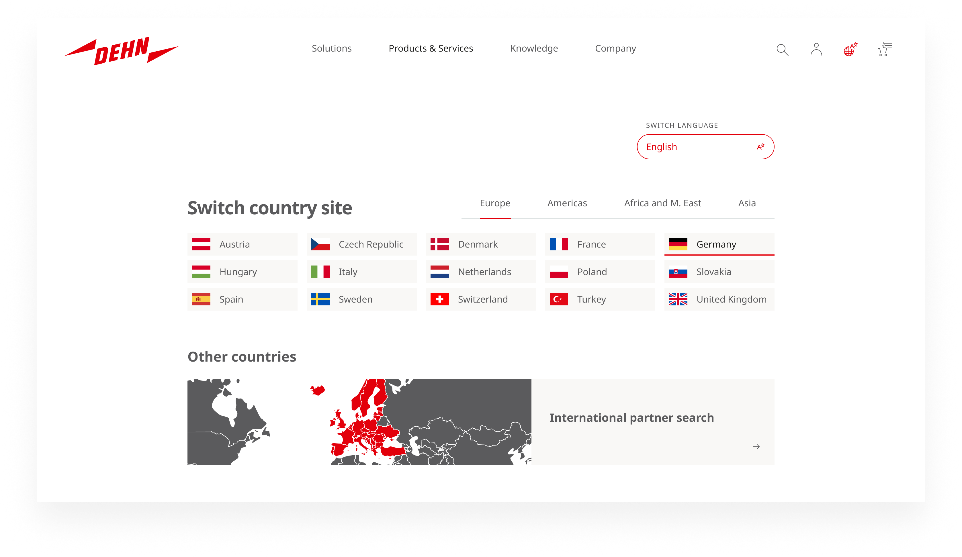 international header panel
