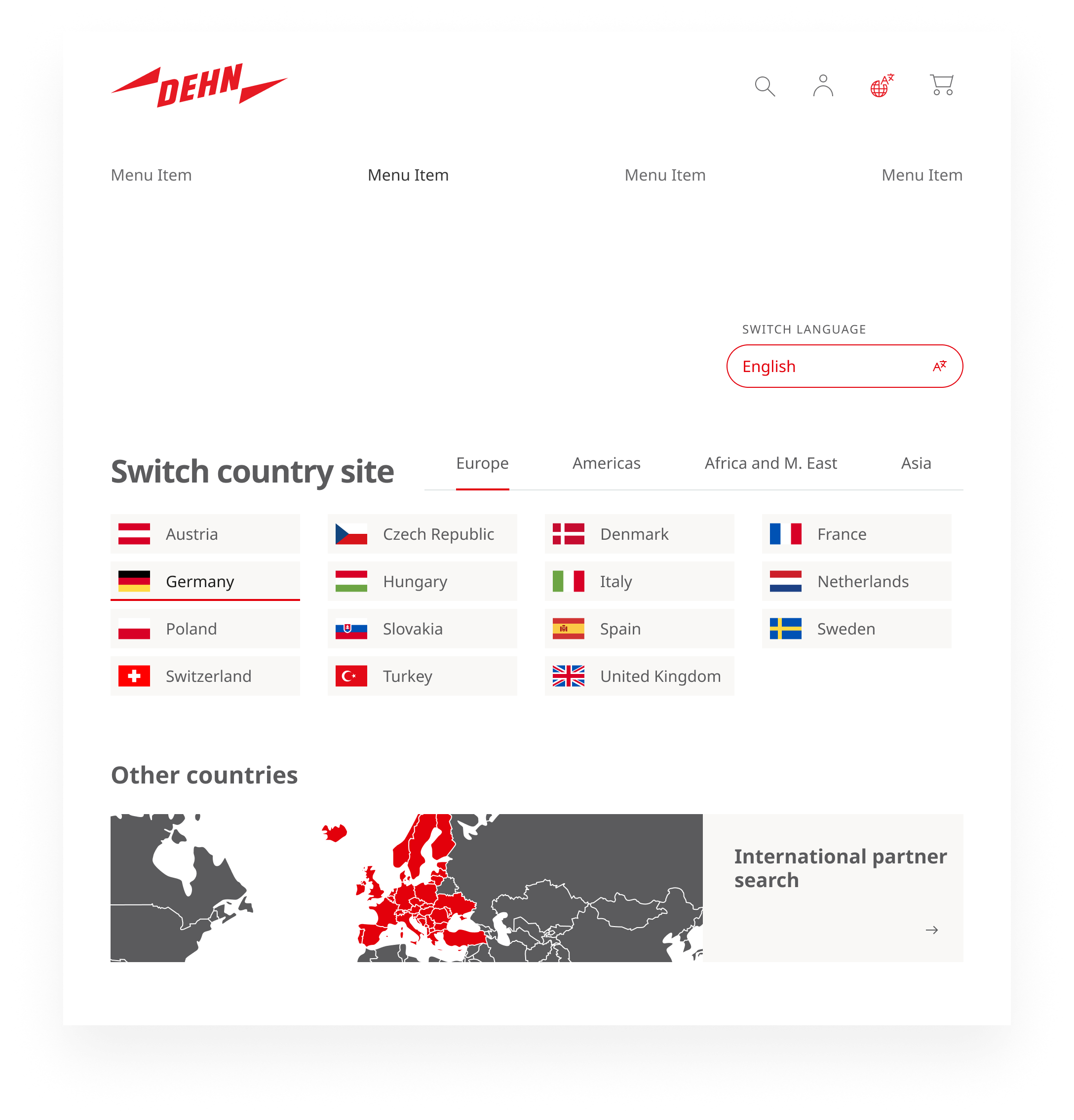 international header panel at tablet width