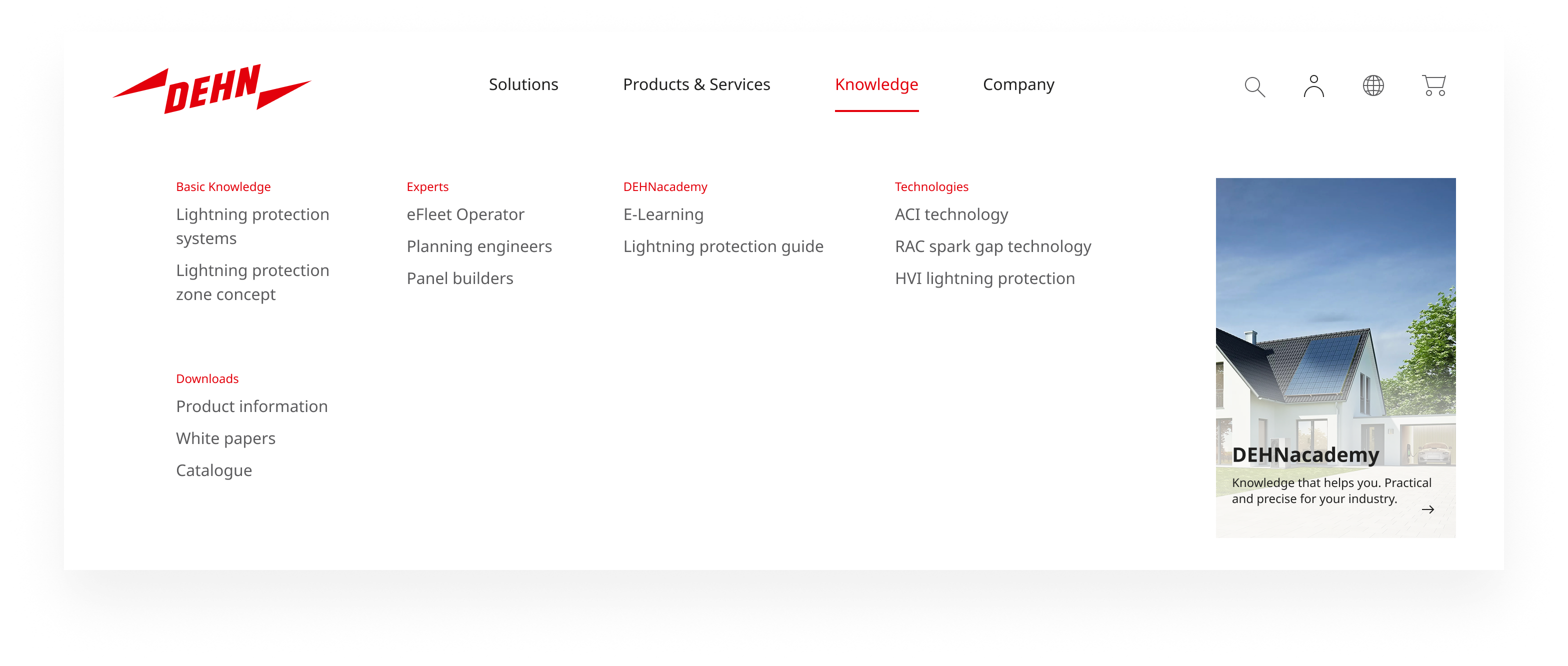 The menu header