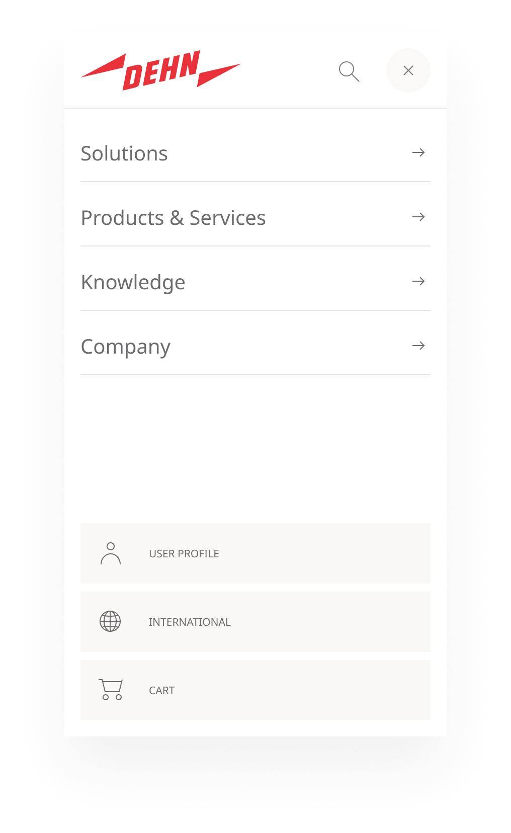 The menu header in small