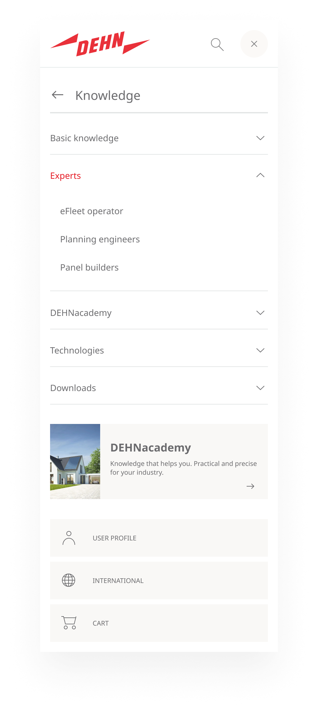 The menu header in small level 2
