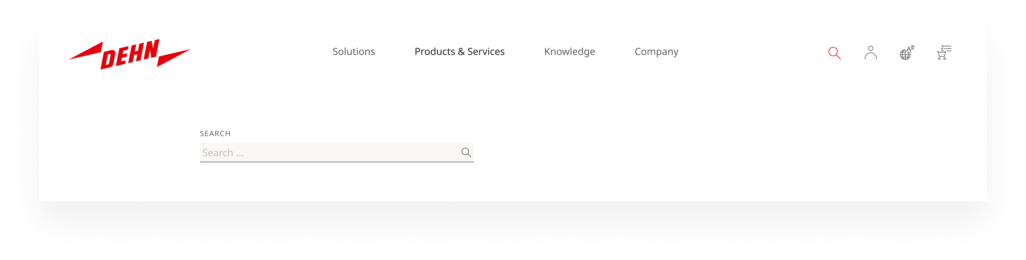 The empty search header