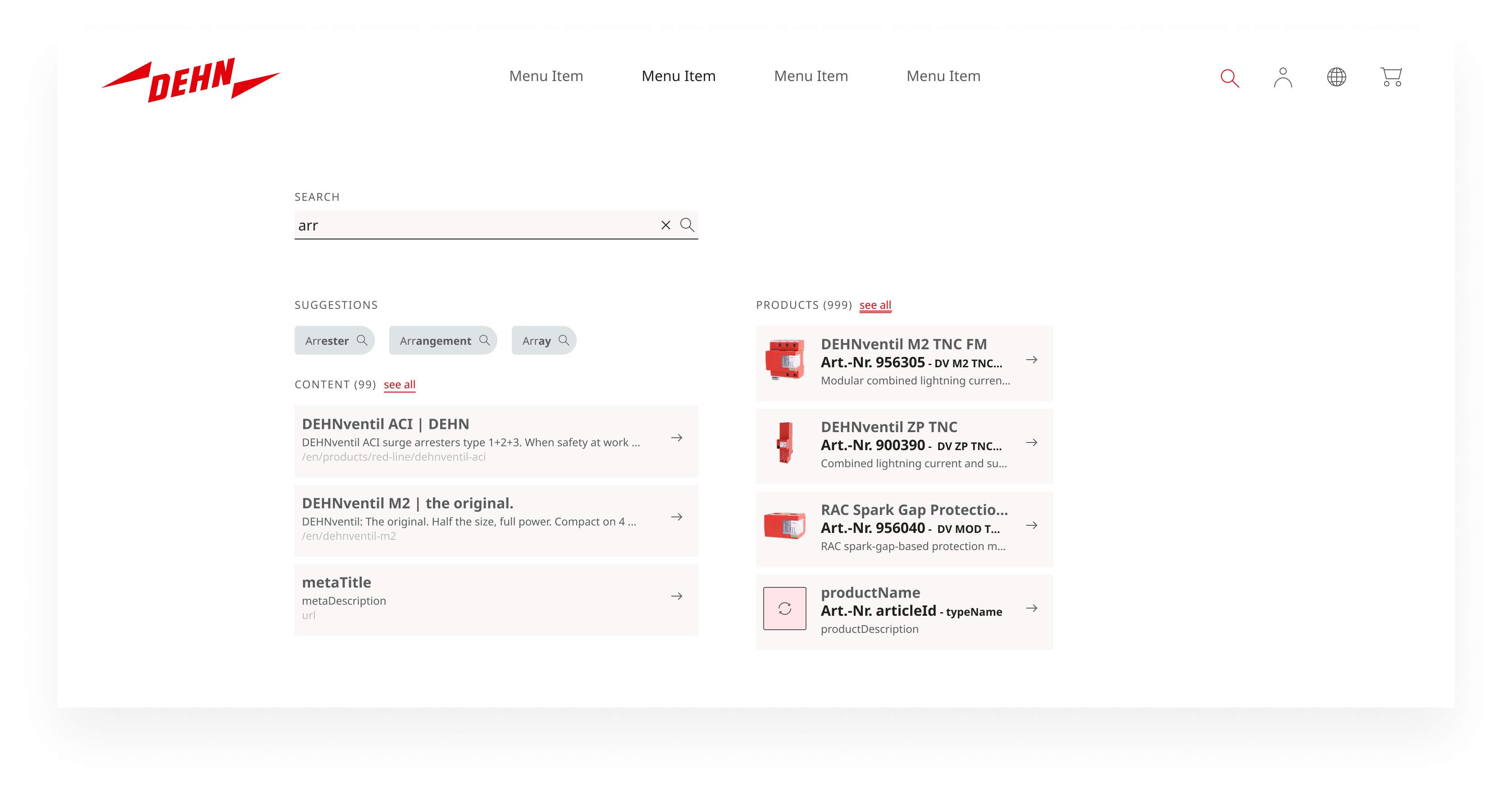 An example search header