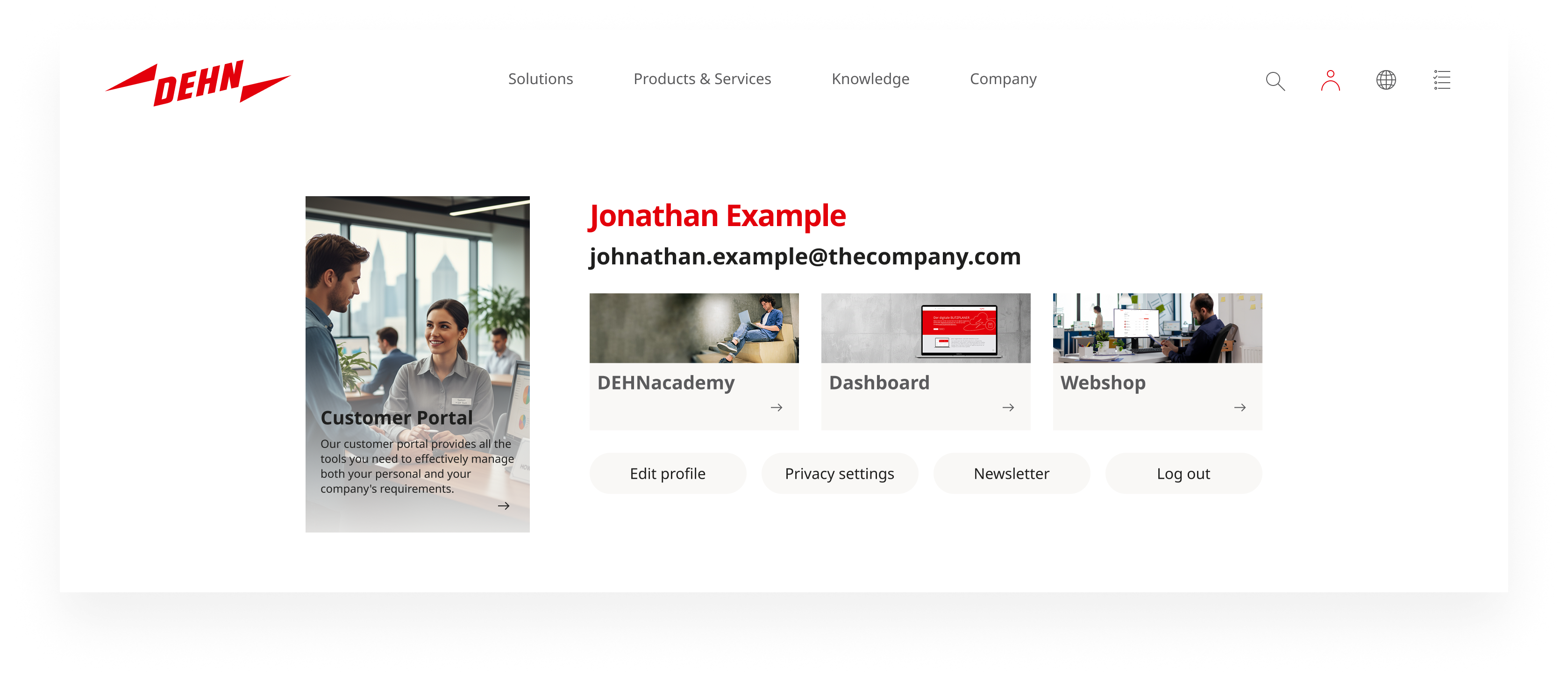The user header until the dashboard is replaced
